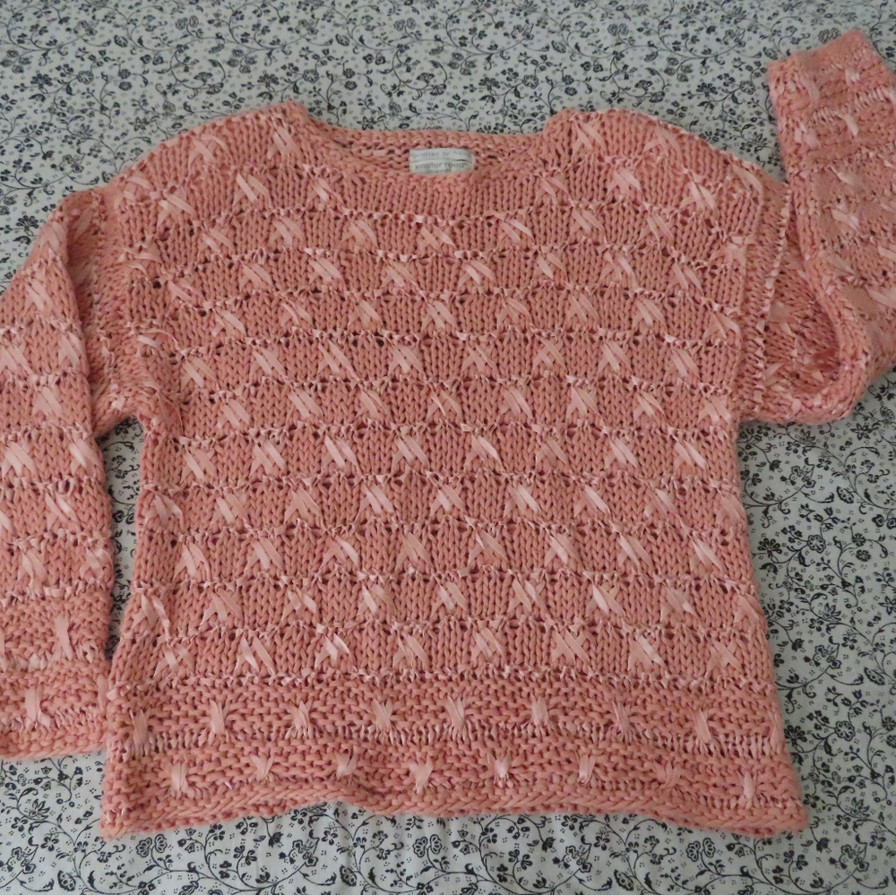 vintage jennifer reed knitted by hand sweater salmon color oversized Small